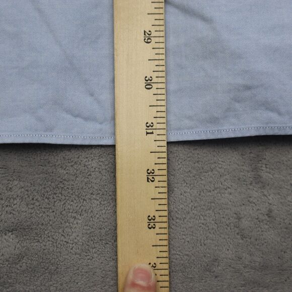 Paul Fredrick Shirt Mens 15.5 32 Blue Oxford Non Iron Two Ply Pinpoint Long Slv - Picture 4 of 16